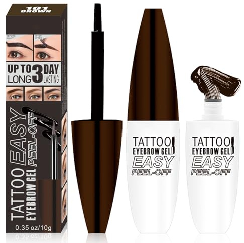 Peel Off Cejas Teñida, Semi Permanent Tattoo Brow Peel Off Tint Gel, Larga Duración, Resistente al Agua, Gel de Tinta para Cejas, Crea una Cerveza Más Completa y Definida (Marrón)