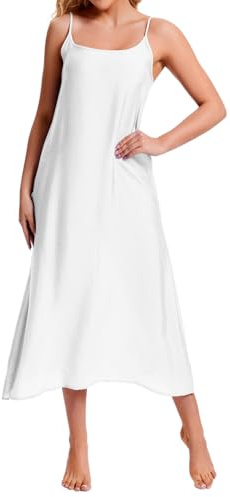 Women's Cotton Silk Long Full Slips for Under Dresses Camisoles Slip Dress Cami Dress Chemise Petticoat