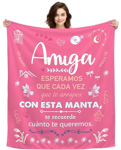 ACAROMAY Regalos Originales para Amigas Navidad, Regalos de Amistad, Regalos para Mejor Amiga Mujer Decoración Mantas Regalos de Cumpleaños Amistad Manta Personalizada 150x130CM (Amiga-a)