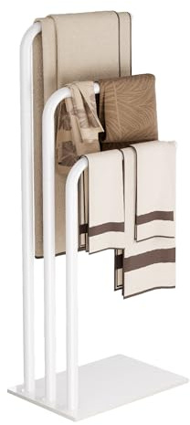 Yawinhe Portasciugamani in piedi, Porta asciugamani a barra, Appendiabiti autoportante in acciaio inox, con 3 barre, per asciugamani da bagno, vestiti, 39x26x90cm, Nero, SMJ001W