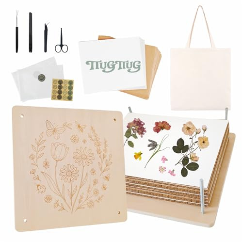 TTUGTTUG Flower Press Kit for Adults, 11 x 11 Large Wooden 10-Layer Press for DIY Floral Art, Wedding Flower Drying, Great Gift for DIY Flowers Lovers