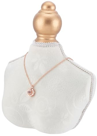 PH PandaHall Espositore per collane in velluto, busto 3D per gioielli, organizer bianco per collane, per casa, boutique, negozi, mostre, 1 pezzo, 20,5 cm di altezza