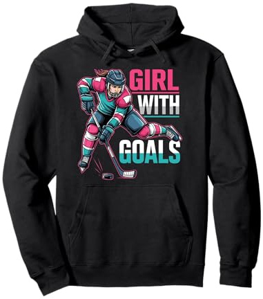 Ragazza con Goal Hockey Donna Felpa con Cappuccio