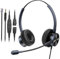 Telefon Headset mit Noise Cancelling Mikrofon büro CallCenter Kopfhörer, mit RJ11 und 3.5mm Klinke für Festnetztelefonen Yealink Panasonic und Handy Smartphone PC Laptops Tablets Handy