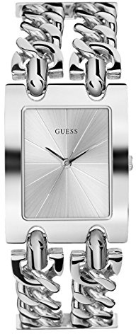 Guess Montre Bracelet Multi-chaînes argenté pour Femme avec maillons Auto-réglables Couleur : argenté (modèle : U1117L1), Argenté., NS, U1117L1