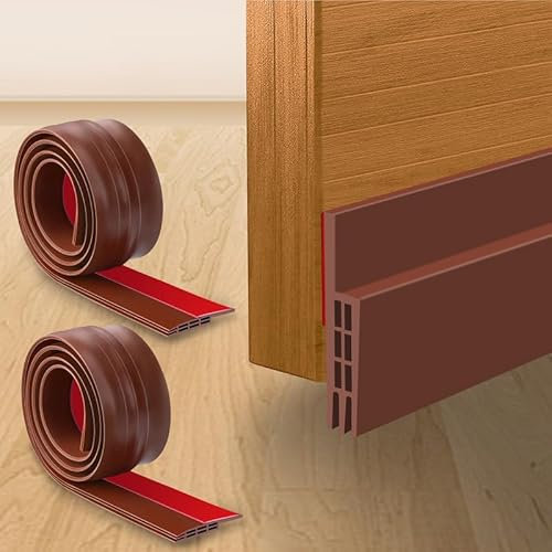 YOUSHARES Boudin de Porte Stop Froid, Bande d'étanchéité en Silicone Anti Bruit par 3 Douches, Isolant Courant d'air Froid et Insectes (2 pack Brun)