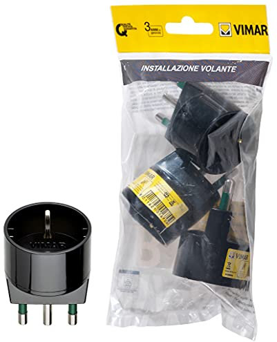 Vimar FP00303 Adattatore semplice SICURY 250 V~ 3 pezzi, spina grande 2P+T 16A standard IT tipo S17, presa 2P+T 16A standard IT tipo P30