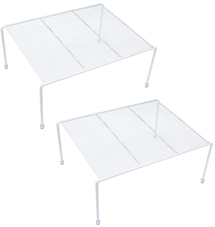 SIBAO Set of 2 Mesh Kitchen Shelves Cabinet Storage Shelf Rack (13.1 x 10.2 Inch) ，Kitchen Bathroom Pantry Cupboard Desk Home Office, Fridge, Cabinet, Bathroom Cupboard (White)