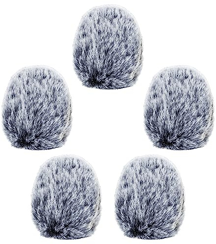 Cubilux Furry Windscreen for Game Headset, Muff Windshield Windjammer Deadcat,Wind Muff & Dead Cat for Headset, 5-Pack