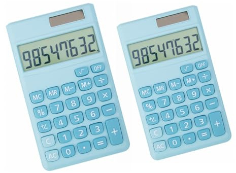 Grundläggande standardminiräknare liten digital skrivbord miniräknare med 8-siffrig LCD-skärm, batteri solkraft smart miniräknare fickstorlek för barn för hemskola (blå 2 st)