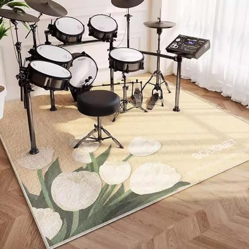 PPGE HOME Vibration Absorbing Mat Soundproof Mat Anti-Slip Anti-Vibration Carpet for Electronic Jazz Drum Kit Bass Drum Snare and Other Musical Instrument Mat(Size:80×160cm,Color:A)