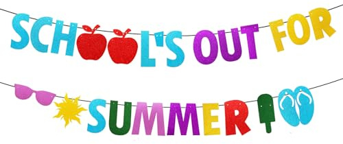 School’s Out for Summer Banner, Summer Party Decorations End of School Year Summer Pool Party Garland for Hello Summer Vacation Pool Splash birthday decorations