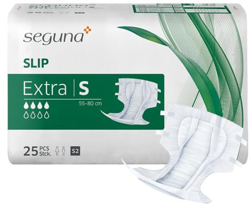 SEGUNA Slip Extra, Inkontinenz Windeln für Erwachsene, Frauen, Männer, Windeln bei mittlerer Blasenschwäche, Stuhlinkontinenz (S (Beutel 25 Stück))
