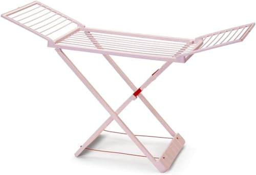 Dekohome Tendedero Plegable con Alas, 20 Metros de Superficie de Tendido, Hecho de Resina Resistente al Sol y a la Intemperie, 180 x 108 x 55 cm, Rosa