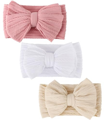 DRESHOW Fascia per Capelli Bambini Neonata - 3 Pezzi Elastica Fascia Neonato Accessori