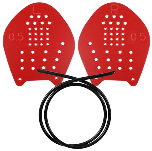 Paletas de Natación Manos, Equipo de Entrenamiento Con Aletas Para Mujeres y Hombres - Estilo Libre y Regazo (Rojo)
