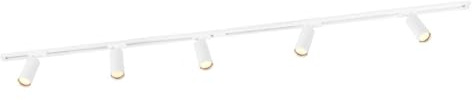 Ledvion - Sistema di Binario, 2m, Binario Monofase, Senza lampada GU10, Bianco, 5x spot GU10 orientabili, Plafoniera led soffitto, lampadario cucina, faretti led, plafoniera moderna