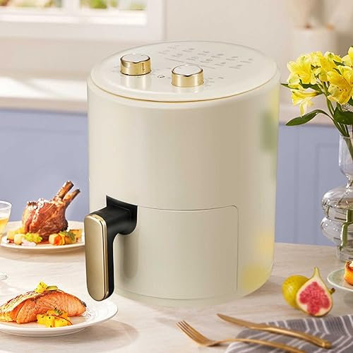 PLJKIHED Freidora de Aire Digital de 6 l con Temporizador de 120 Minutos, Control de Temperatura Totalmente Ajustable/Blanco Roto Stabilize
