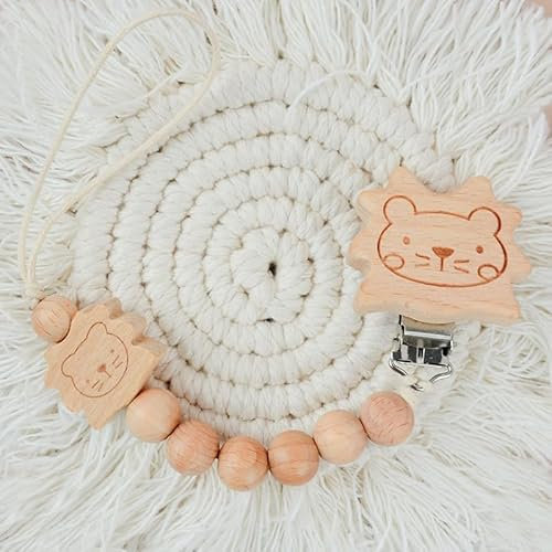 Baby Schnullerkette Clip,Suuwwn Schnullerkette Junge Schnullerkette mädchen Trinkbecher Halteriemen für/Kinderwagen/Babytrage/Autositz（Der Löwe）