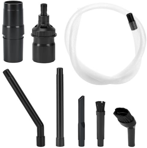 QWORK® 8 Piezas Micro boquillas para aspiradora, Adaptador para aspiradora Ø 32/35 mm, Incluye boquillas para Grietas, Cepillo para Muebles y Manguera de succión