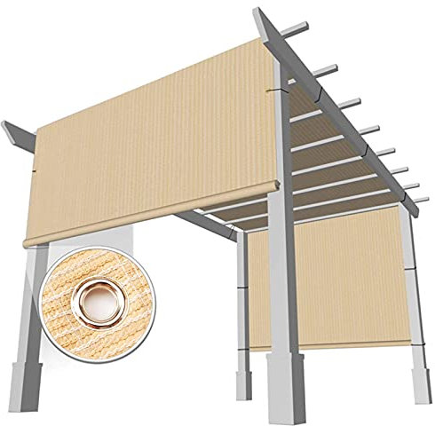 Gazebo da giardino in tessuto a rete, per esterni, patio, pergola, parasole, traliccio d'uva, beige, 3 m x 3 m