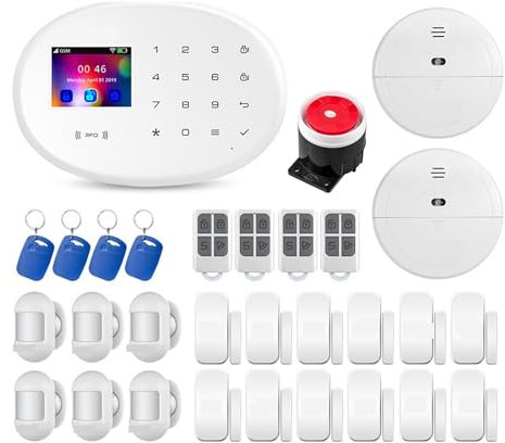 Sistema de Alarma para Casa, Kit De De Alarma De Casa Inteligente, 4G, GSM, De Seguridad De Alarma Inalámbrico, Control De Cámara IP, Marcación Automática, 8 Idiomas,para el hogar(Kit 10)