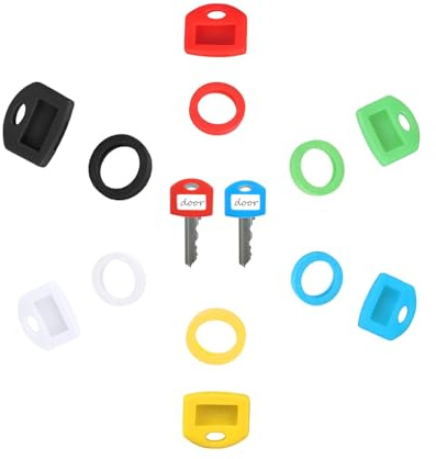 Juego de 12 Fundas Llaves de Silicona,Colores Surtidos,Cubiertas Redondas y Cuadradas,Identificador de Llaves para Casa,Flexible y Reutilizable,Para Llaves Planas Estándar