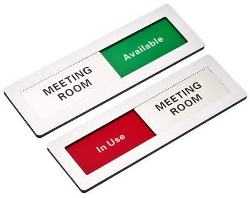 PATIKIL Plaques De Porte De Bureau, Panneau Salle De Réunion Disponible En Utilisation Autocollant Adhésif Fournitures De Bureau Pour Salle De Réunion, Argenté, Lettres Noires, 1 Pièce