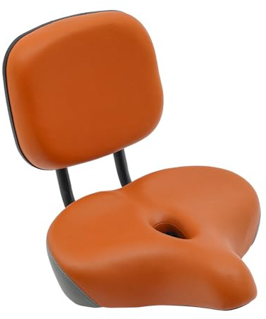 Selle de vélo extra large avec dossier pour hommes et femmes Selle de vélo confortable pour vélo de ville Tricycle Gris Marron Hauteur du dossier réglable : 10-15 cm
