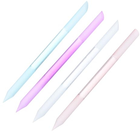 ELAYARD Set 4 Pezzi Bastoncini per Manicure in Vetro a Doppia Faccia Lima Abrasiva e Lucidante per Unghie Spingi Cuticole Ergonomico in Vetro Resistente per Cura Unghie Domestica e