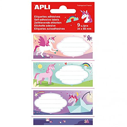 APLI 18435 - Unicorns skoletiketter 9 u