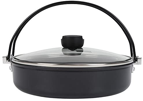 Järn Sukiyaki Pan, 8,2-tums kokpanna i japansk stil med handtagslock Universal non-stick soppgryta Kastrull för induktionsspis