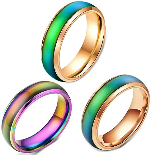 EUMENIDES Bague d'ambiance, bague changeant de couleur, bagues changeant de couleur pour homme et femme, bagues changeant de couleur sensibles à la température, bagues de couple mode personnalisées,