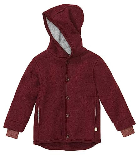 Disana WALK-JACKE, 100% Bio-Merinowolle GOTS, IVN Best | mit Kapuze | Baby Kleinkind Kind Unisex | Made in Germany | Cassis Gr. 74-80