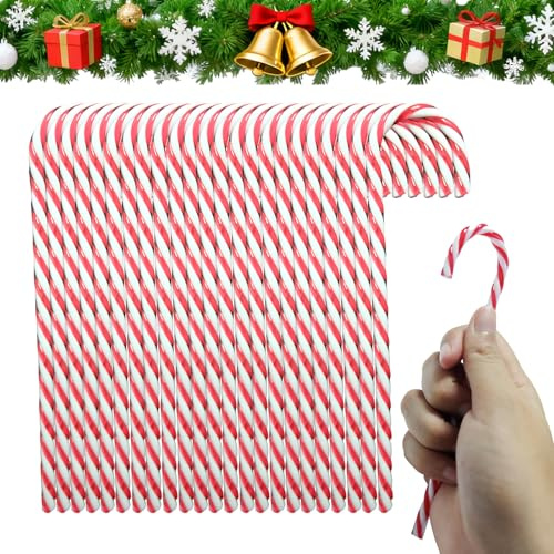 Molyorch 24 Piezas Dulces Muletas Decoración Árbol, Bastón Caramelo Plástica Retorcido, Bastones Caramelo Adorno, para Adornos Árboles Navidad, Colgantes Decorados con Fiestas, Regalos Dulces