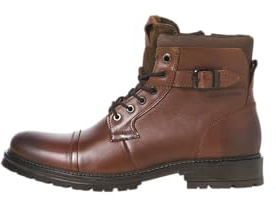 JACK & JONES Bottines à lacets Jfwdexter en cuir pour homme, Marron/pierre, 41 EU