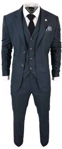 Costume Homme 3 Pièces Classique à Carreaux Prince de Galles Mariage Bureau Rétro Chic - Vert Olive 50