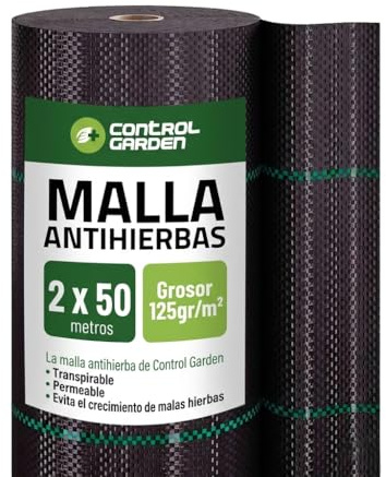 Control Garden Malla Antihierbas 2 x 50m Grosor 105gr | Malla Anti Malas Hierbas y Maleza para Jardín, Huerto, Cesped | Lona Antigerminante Transpirable, Permeable y Resistente