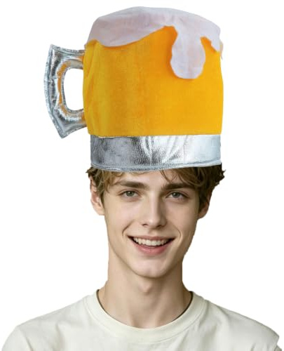 Hooin Beer Mug Hat - Novelty Oktoberfest Party Hat for Adults - Handmade Beer Costume Headwear