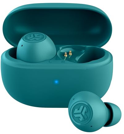 JLab Go Pop ANC Smart Active Noise Cancelling Earbuds, Bluetooth Earphones, 24+ Hr Playtime Wireless Headphones, IP55 Sweat-Resistant In Ear Buds with Microphone, Clear Calls & Multipoint, Teal