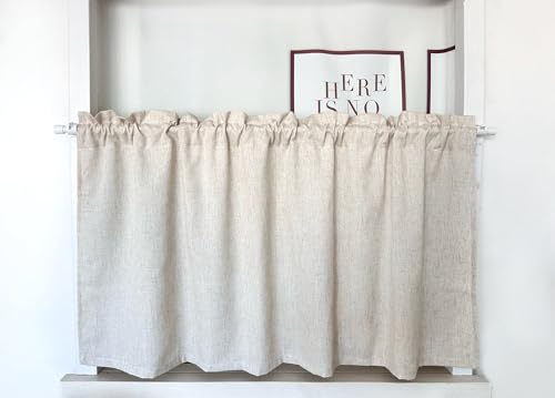 Daliena Rideaux de cuisine opaques à motifs courts pour fenêtres Rideau de bistro Rideau en aspect lin Texture de rideau Rideau de cuisine moderne Rideau uni (LxH 100x60cm) Passe-tringle 1 pièce