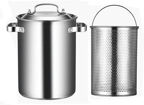 JYBNBBE Pentola per Asparagi da 4 Litri, Vaporizzatore per Pasta E Asparagi, Pentola per Friggere Francese, Cucina in Acciaio Inossidabile 304 con Cestello Portaoggetti E Coperchio per La