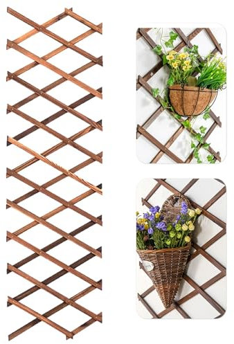 Garden Trellis Telescopic Fence Garden Plant Lattice, Small Courtyard Outdoor Decorative Fence Enclosure Grid Climbing Pergola, Climbing Plant Vertical Frame Indoor Outdoor Wall Decoration Hanger