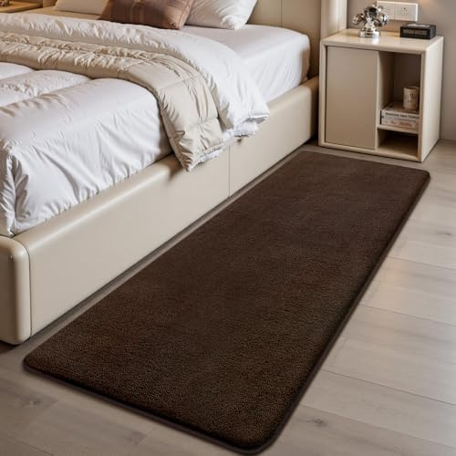 Sour Lemon Tappeto shaggy soffice per soggiorno, 60 x 120 cm, color caffè, morbido, antiscivolo, lavabile, per camera da letto, soggiorno, corridoio, ingresso