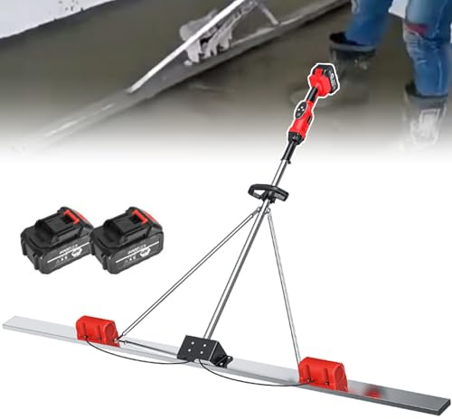 Kit Vibrante per Massetto in Calcestruzzo Aggiornato, Strumento Vibrante per Finitura in Calcestruzzo per Massetto Con Pannello in Acciaio Inossidabile Da 1.8m/2m E Batteria 2×25000 Ma 1.8m