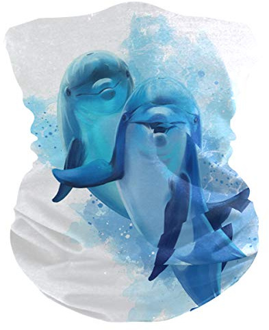 Cache-Cou Aquarelle Dauphin Bleu Echarpe Gaiter Respirant Écharpe Demi-Visage Multi-Usage Tour De Cou pour Course À Pied Yoga Vélo 25X50 CM