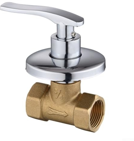 Honseadek Válvula de drenaje de apertura rápida de 30,5 cm, rosca de 34 pulgadas, válvula de cierre de ducha, válvula principal de control de agua, cuerpo de cobre a prueba de óxido, latón plateado (3