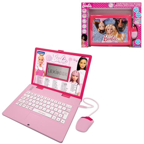 Lexibook Barbie, Laptop educativo e bilingue in inglese/italiano, giocattolo per bambini con 124 attività per imparare, giochi e musica, rosa, JC598BBi5LXB