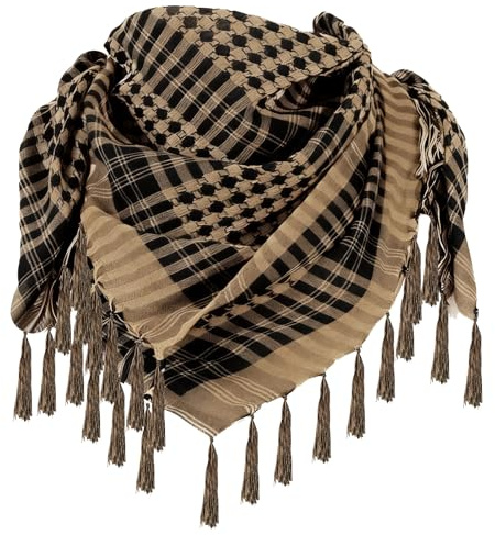 OMCGG Keffieh Foulard Palestinien 100 x 100 cm, Écharpe Palestine Polyvalente à la Souple Cheche Palestine Arafat Militaire Tactique Arabe du Désert Bandana de Cou pour Hommes Femmes (Brun)