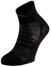 Lurbel Aran Three Lite - Calcetines para Walking Unisex, Calcetines de Lana Merino, Clacetin para andar, Calcetín para el dia a dia. (FR/ES, Letras, M, Regular, Regular, Negro/Gris Oscuro)